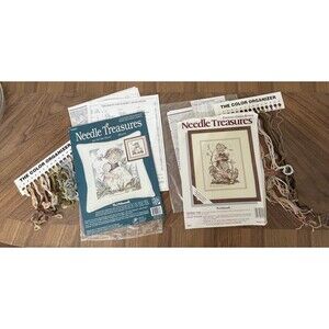2- Vintage Hummel Little Girl Cross Stitch Kits A Farm Girl/Lily Of The Valley